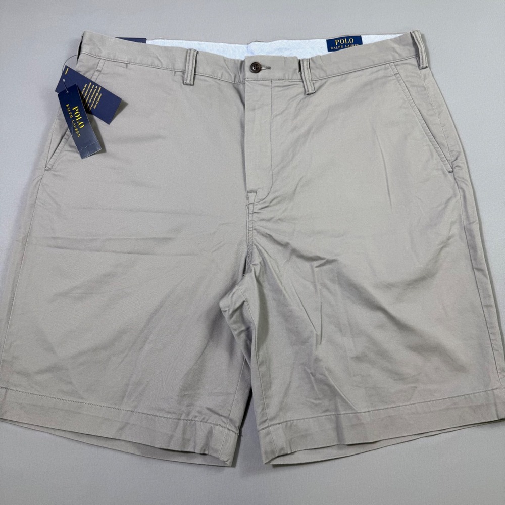 NEW Polo Ralph Lauren Chino Shorts Mens 38 Gray Stretch Classic Fit 9" Inseam